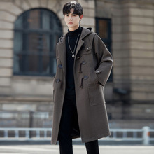 中长款风衣外套男秋冬季牛角扣毛呢男装衣服韩版克鲁苏文职大衣潮