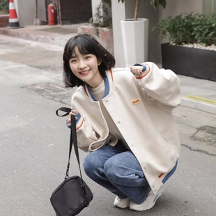 Casual Jacket for Girls, Spring and Autumn 2025 New Style, Loose Thin Vintage Baseball Jacket for Junior High and High School Students, Petite Size