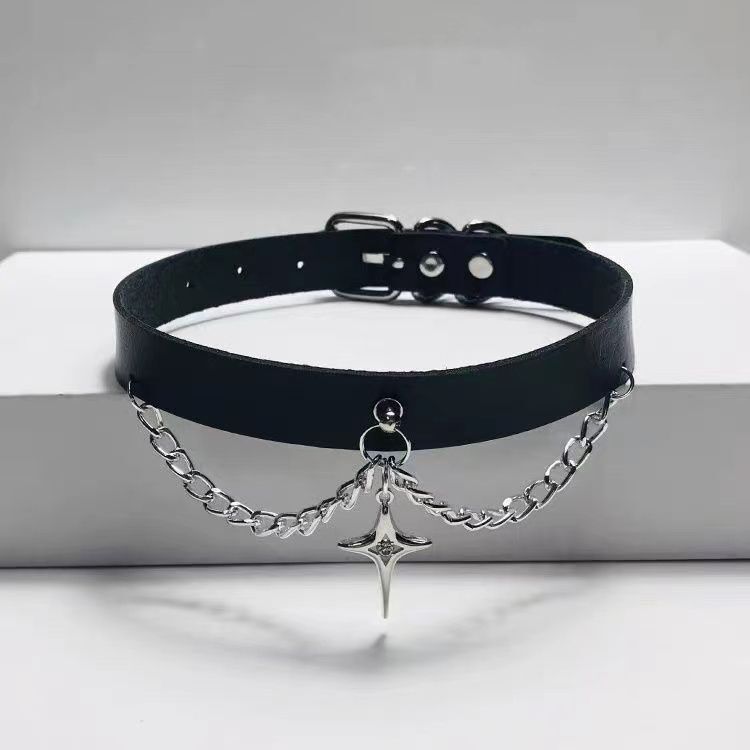 Dark Punk Four-Pointed Star Choker Cross Sexy Necklace Retro Clavicle Necklace Gothic Dark Punk Four-Pointed Star Choker Cross Sexy Necklace Retro Clavicle Necklace Gothic