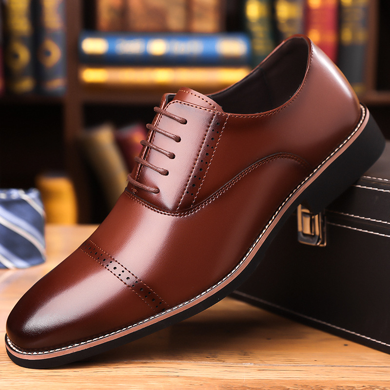 Zapatos de cuero para hombres 2024 nuevos zapatos de negocios de tres juntas de tamaño grande, cordones, zapatos de oficina para caballeros, zapatos de derby image 8