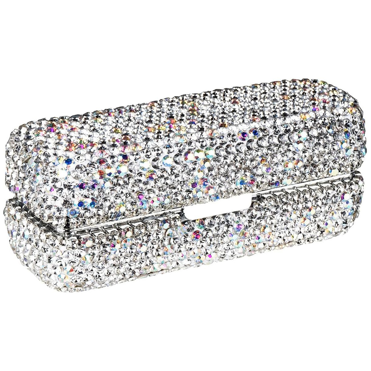 Caja de lápiz labial individual de metal con incrustaciones de diamantes, caja de lápiz labial con espejo, caja de almacenamiento de lápiz labial de viaje portátil