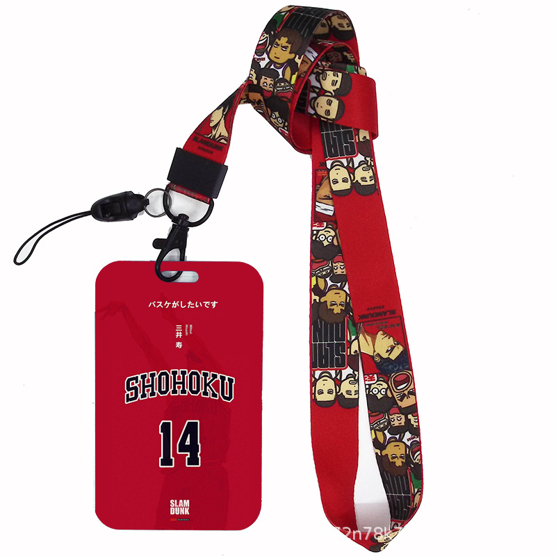 Dibujos animados japoneses slam dunk competencia nacional tarjeta de estudiante tarjeta de comida tarjeta de autobús cubierta certificado de trabajo titular de la cuerda del teléfono móvil