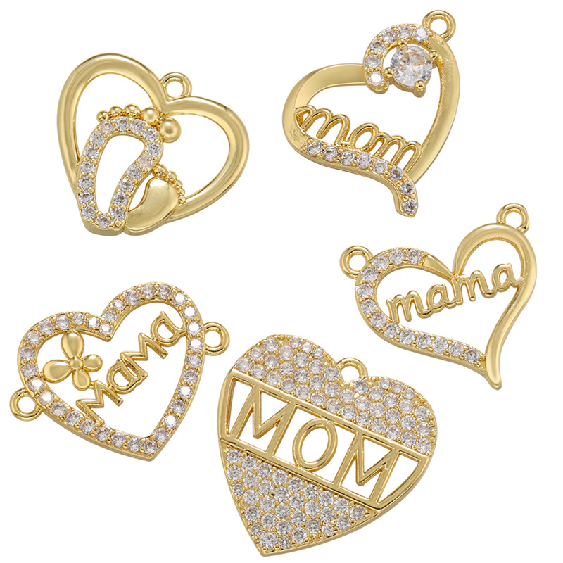 2g Weight Pendant Jewelry Making Type Zircon Inlay Material DIY Jewelry Accessories Classification 1 Piece Quantity Brass Material Letter, Heart Shape Pattern Plating, Inlay Design Simple Style Style 1 Piece Brass Zircon Letter Heart Shape Pendant 1