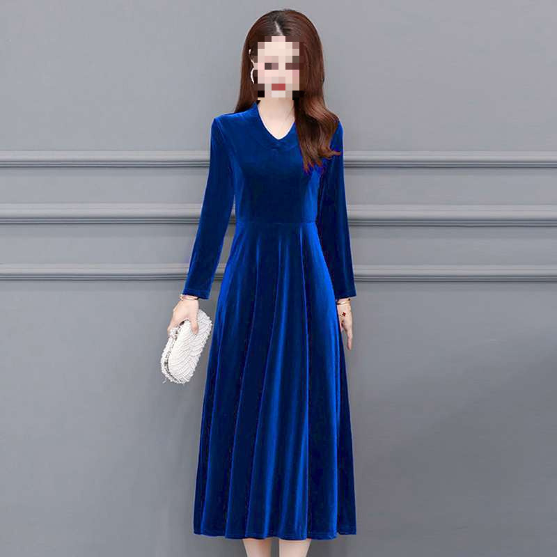 High-End Velvet Dress with a Stylish Design for Spring, Autumn, and Winter; Long Dress for Mothers, Suitable as a Base Layer, Cheongsam Style, Tummy-Concealing, Elegant, Thickened and Polished High-End Velvet Dress with a Stylish Design for Spring, Autumn, and Winter; Long Dress for Mothers, Suitable as a Base Layer, Cheongsam Style, Tummy-Concealing, Elegant, Thickened and Polished