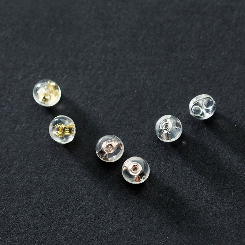 S925 Стерлинговое серебро полукруглые силиконовые беруши Блокировка тремеллы Колпачок тремеллы Задняя тремелла Пряжка тремеллы Беруши Серебряные ювелирные изделия Клейкие беруши