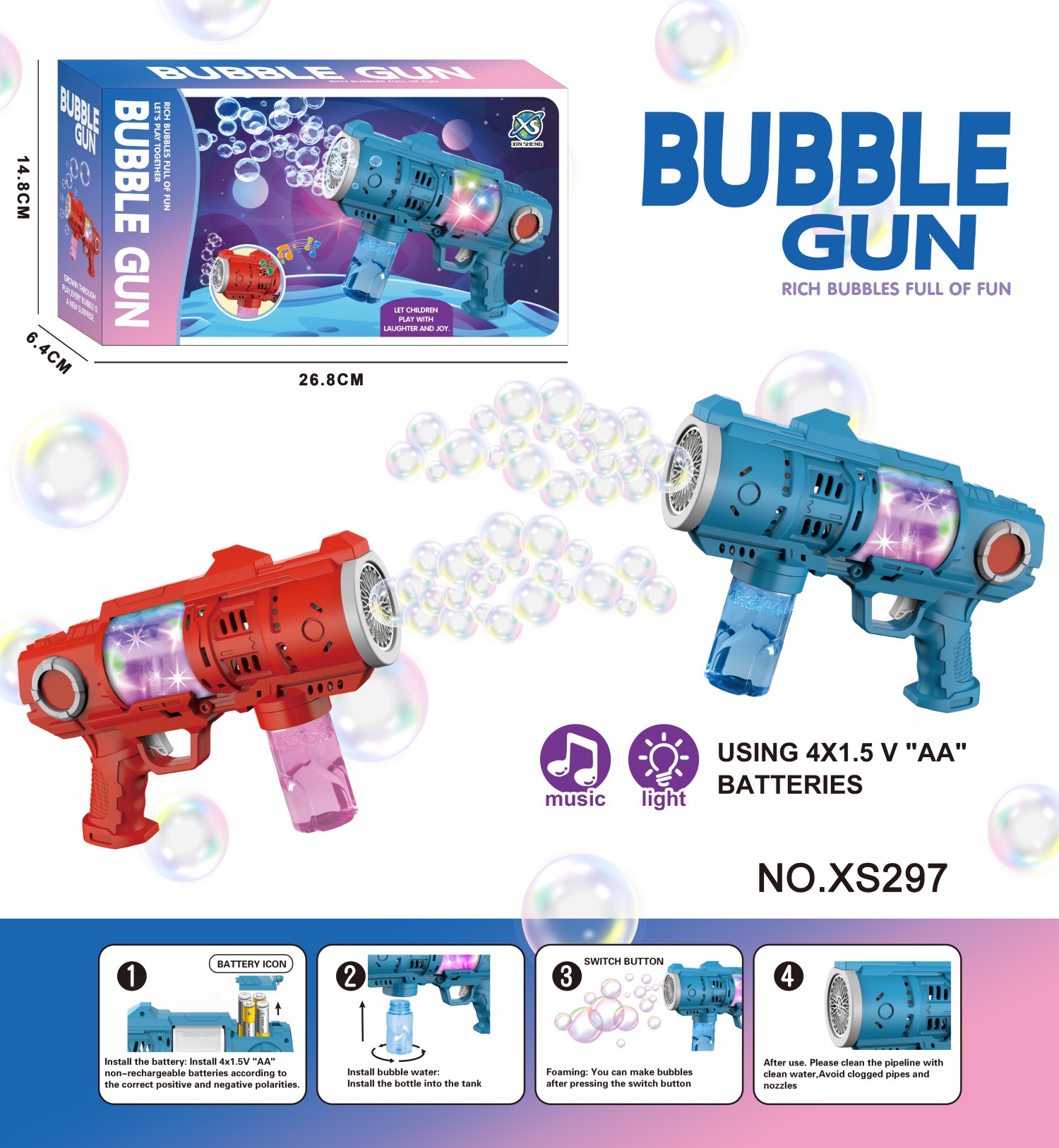 Máquina de burbujas transfronteriza de 10 hoyos, pistola de burbujas automática eléctrica de mano, luz, música, puesto de parque de juguetes para niños