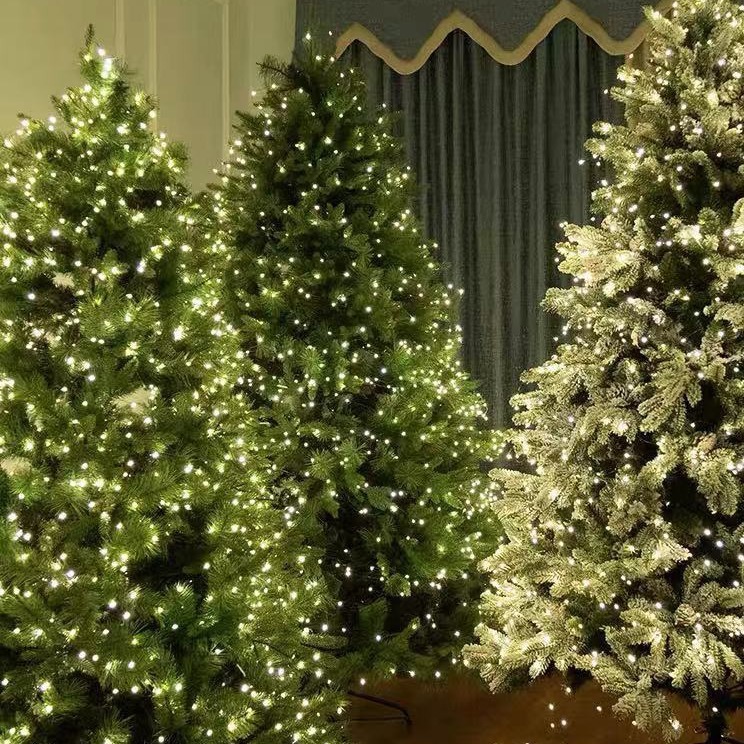 원격 제어 크리스마스 트리 조명 문자열 그린 와이어 구리 와이어 스타 조명 모든 하늘 별 녹색 식물 크리스마스 등나무 화환 장식