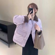 小个子短款棉衣外套女2025冬季新款翻领拼接小棉服感加厚棉袄