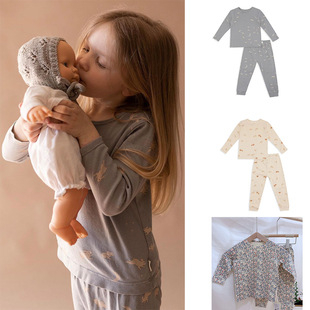 Autumn and Winter New Ins Style ks Danish Cute Baby Pajamas Autumn Clothes Autumn Pants suit Upgraded Children's Home Clothes
