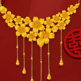 久不褪色繁花花朵沙金项链色葫芦结婚三金订婚五金婚嫁感周家同款