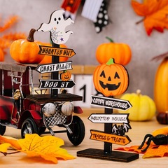 国境を越えたハロウィーン装飾用品木製工芸品カボチャのアルファベット木製装飾品樹形幽霊装飾台卸売り