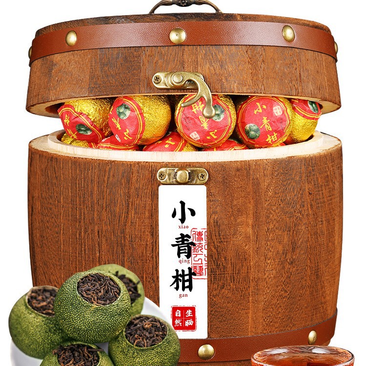 Hengyun Zhengzong Xinhui Xiaoqing Mandarin Pu'er tea cooked tea tangerine peel mandarin Pu'er Tea Gift Box 500g wooden box
