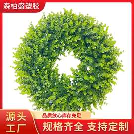 圣诞节仿真花环圈亚马逊绿色装饰松针花环家居布置圣诞节装饰绿植
