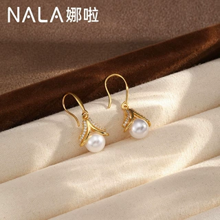 娜啦轻奢珍珠耳环S925银针时尚百搭高级感耳饰小众设计感耳坠批发