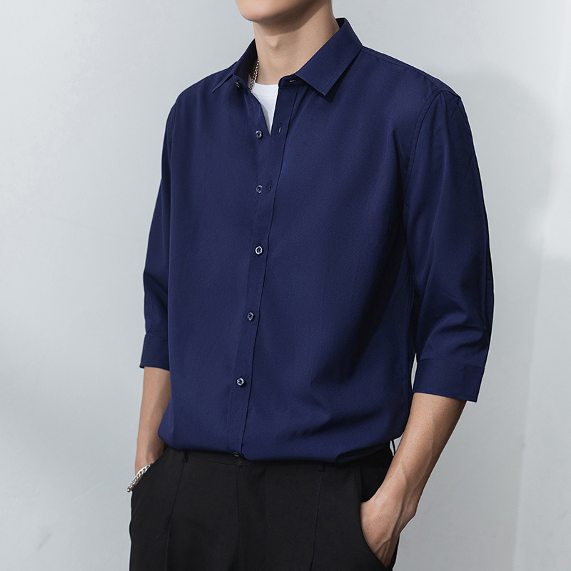 Summer Men's Shirts, Customized Logo Shirts, Three-Quarter Sleeves, Casual, Loose, Versatile, Thin Youth Shirt Jackets Summer Men's Shirts, Customized Logo Shirts, Three-Quarter Sleeves, Casual, Loose, Versatile, Thin Youth Shirt Jackets