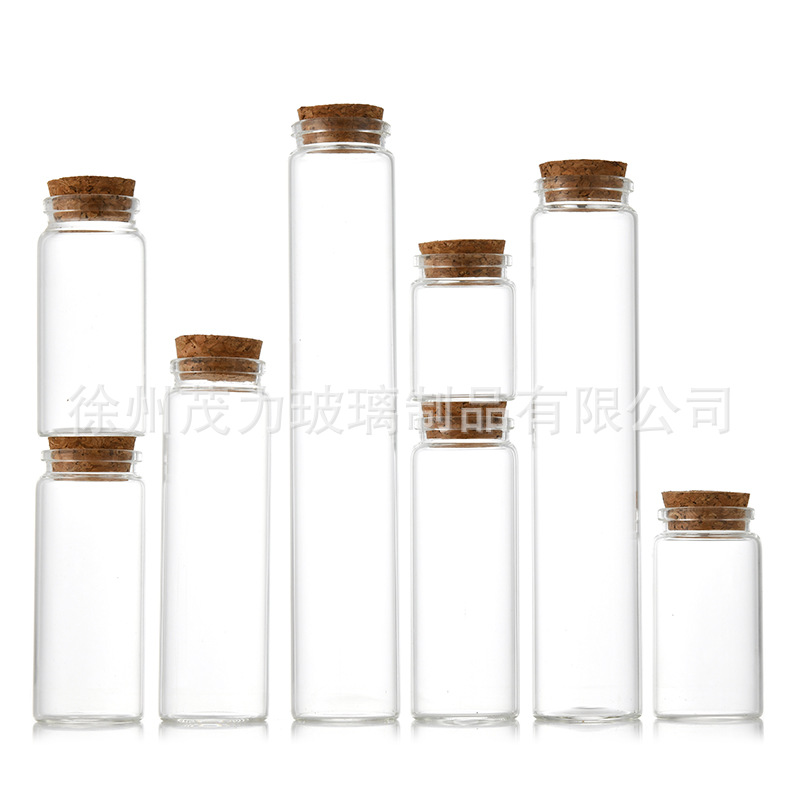 En stock 37mm botella de vidrio transparente botella de tubo de corcho botella de vidrio del arco iris que deseen botella de deriva Cordyceps cápsula botella pequeña