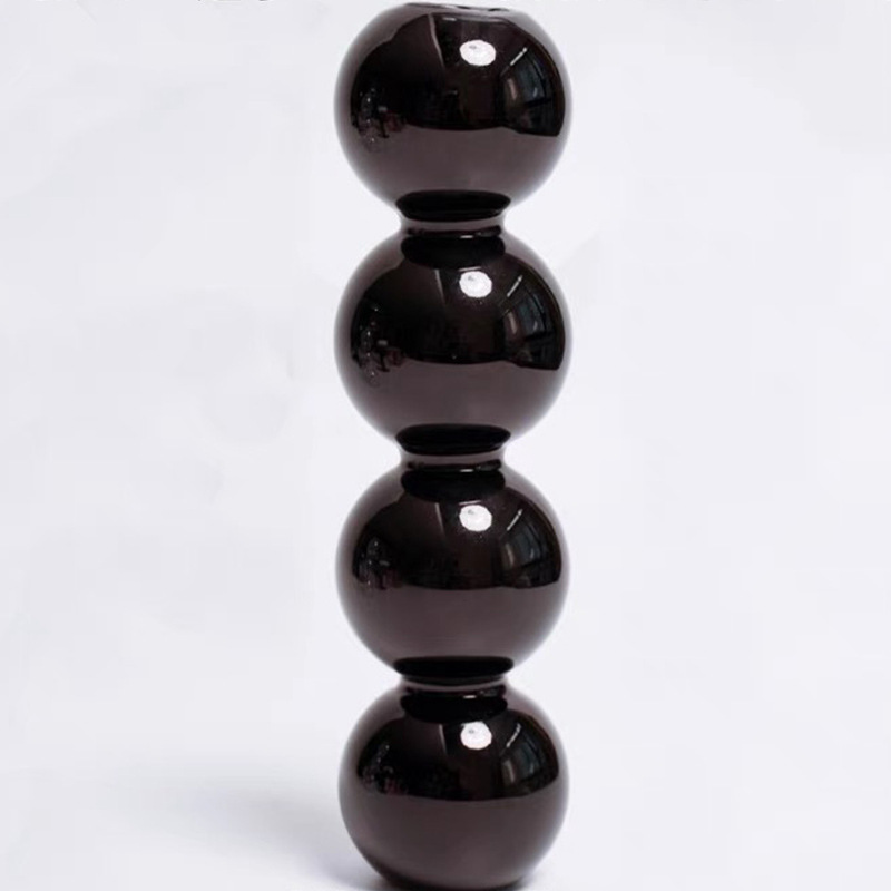 黒いガラスのキャンドルホルダー装飾品、軽い豪華さとハイエンドのキャンドルホルダー、横型ベッドサイドのガラスの花瓶、装飾的なキャンドルライトの小道具|undefined