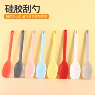 跨境新款食品级硅胶沙律勺耐高温硅胶搅拌铲小奶锅铲现货工厂直销