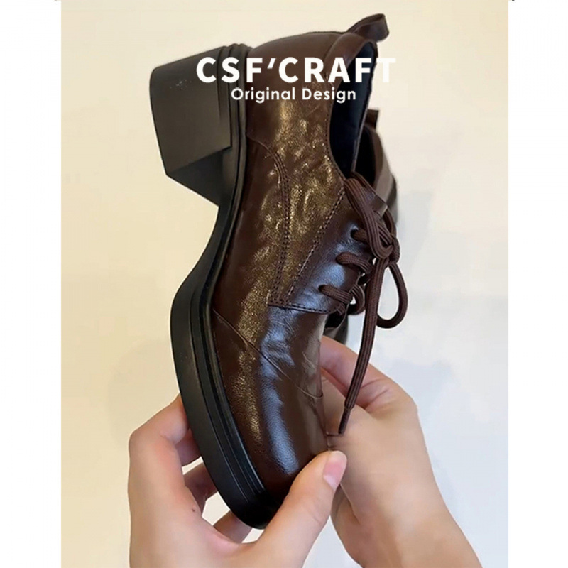 Retro British Style Chunky Loafers For Women With Round Toe_voghion.com