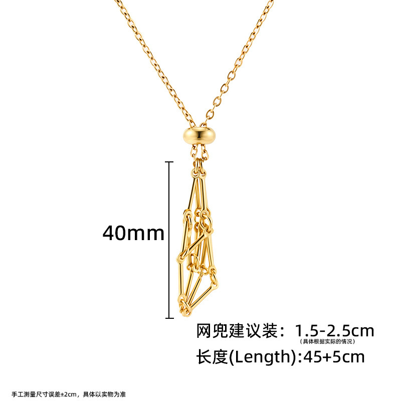 竹織りメッシュケージチェーンステンレス鋼 DIY アクセサリー真空メッキゴールドネックレスハイエンドジュエリーアクセサリー|undefined