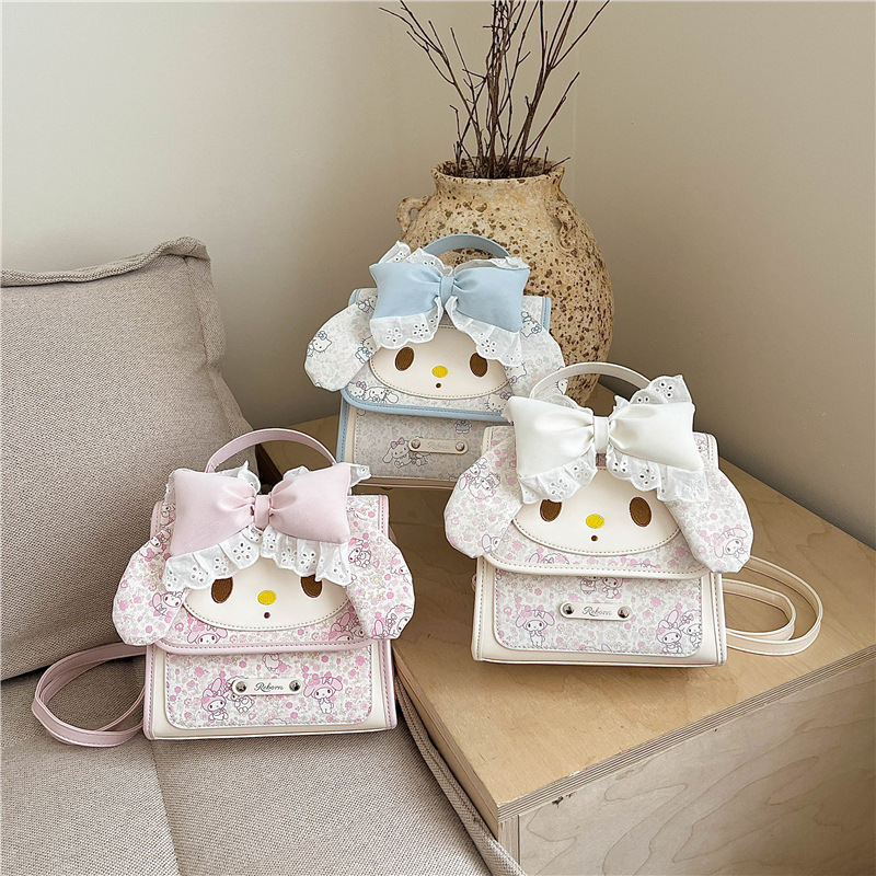 Korean-style lace-trimmed My Melody backpack, a new and stylish bag for girls, versatile and can be used as a shoulder bag or crossbody bag