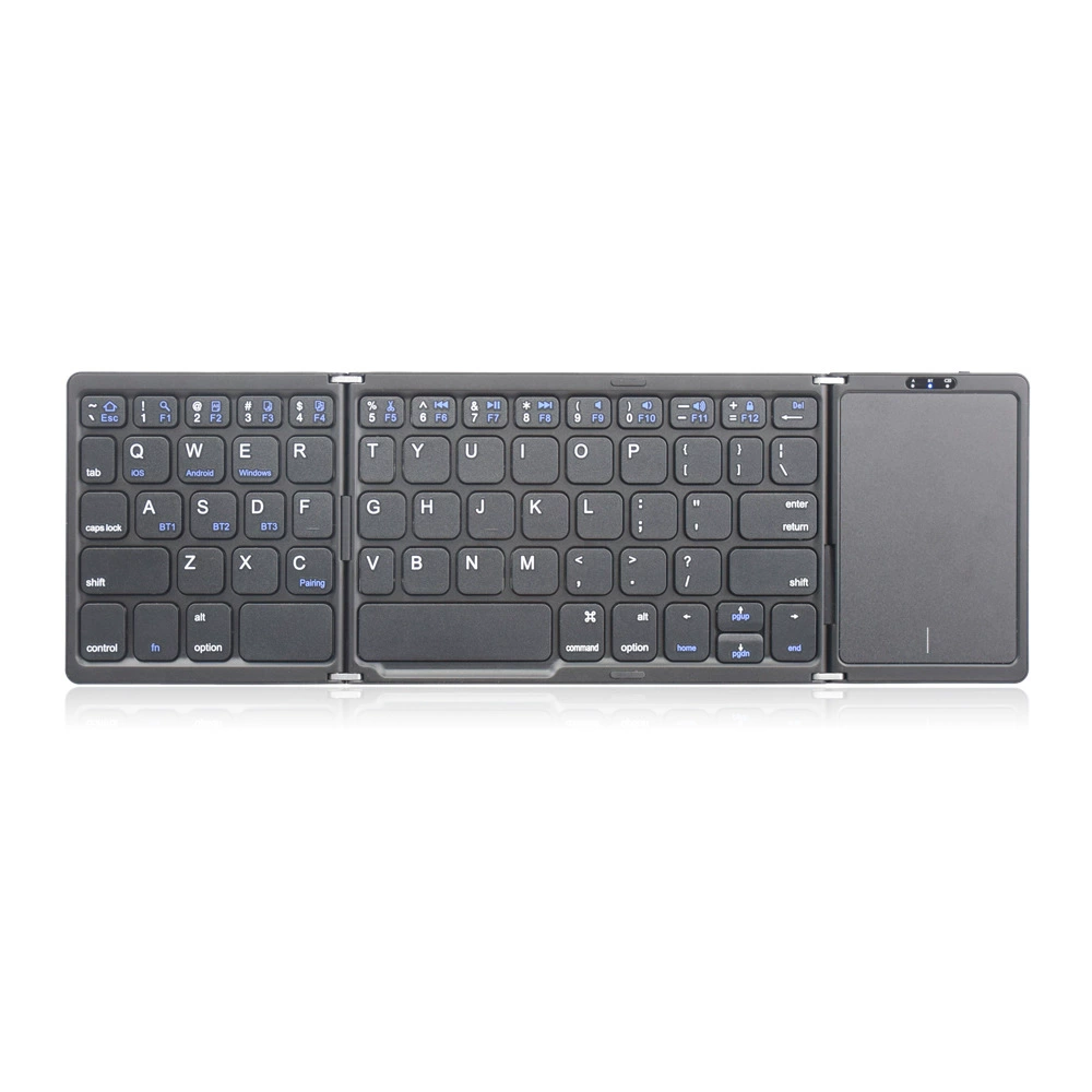 Foldable touch keyboard with integrated touchpad, compatible with Windows/Android/iOS/Mac, compact