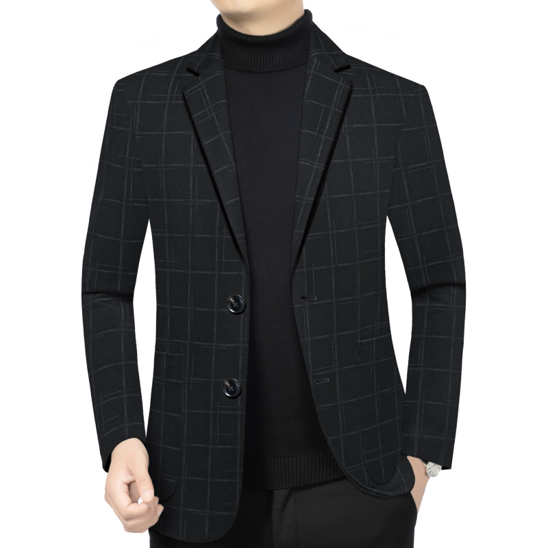 气质简约格纹男士休闲西装外套2025春新款时尚商务休闲单西服上衣|undefined