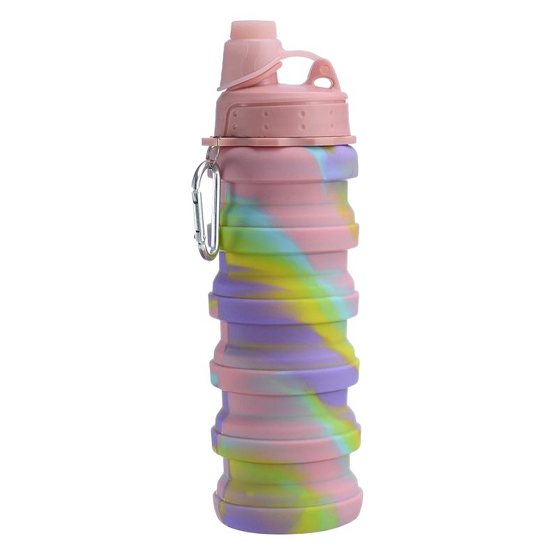 Nueva silicona retráctil taza plegable deportes viaje portátil botella de agua respetuoso del medio ambiente alimentos grado deportes al aire libre taza de agua