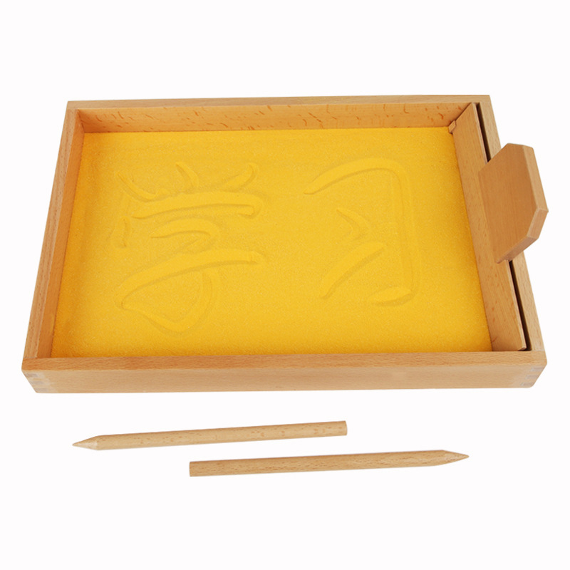 Educación temprana Montessori jardín de infantes bandeja de arena material didáctico niños bebé arena pintura caja de arena jardín de infantes caligrafía práctica bandeja