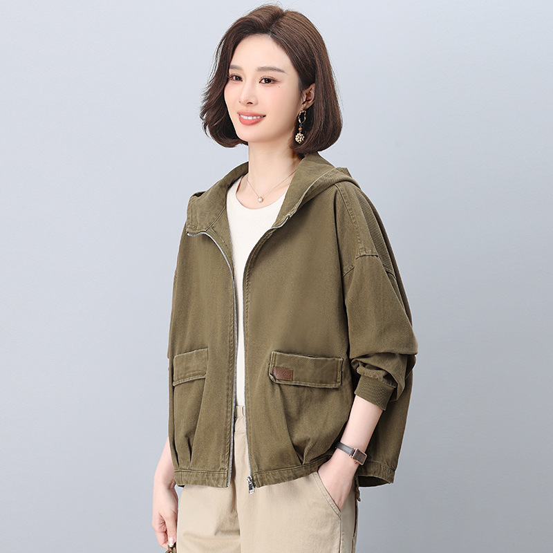 设计感春季外套女短款秋2025新款连帽休闲百搭宽松小个子夹克上衣|undefined