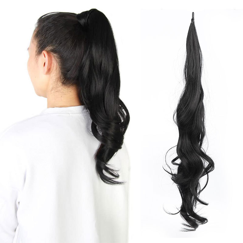 Peruca de cola de caballo, barra mágica de cabello, trenza de cola de caballo, simulación natural de ondas grandes, banda de fibra química, pelucina de cabello, trenza de cabello