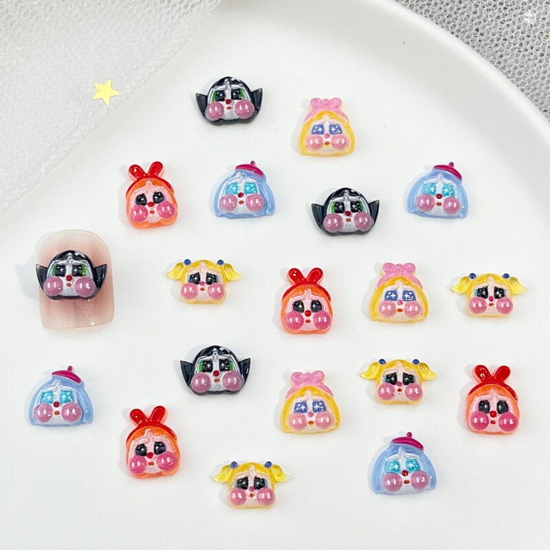 Cyber Celebrant Crying Doll Cartoon Nail Art Accessories Cute Three-Dimensional Lady Princess Head Resin Sticker Diamond DIY Wear Armor Accessories