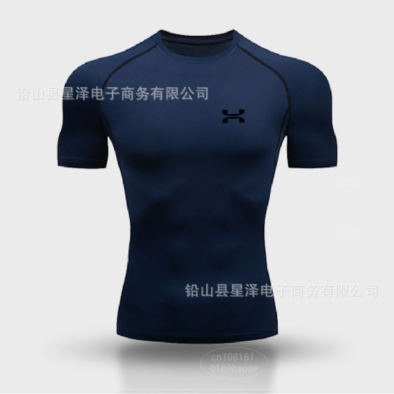 クロスボーダー運動レオタード男半袖tシャツ訓練服バスケットボールランニング高弾通気圧縮底速乾服|undefined