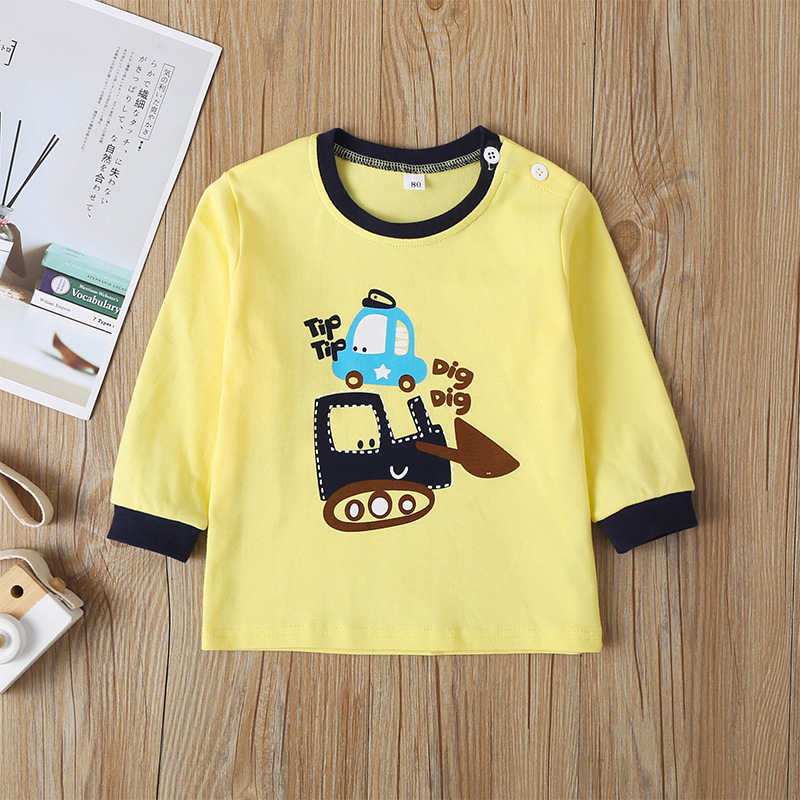 Spring And Autumn Little Children's Long Sleeve T-shirt Blouse And Pants Long Spot Cartoon Autumn Blouse And Pants Yellow Pullover Children's Clothing display picture 3