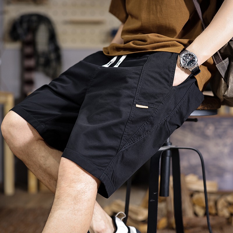 2025 Summer Thin Pure Cotton Trendy Brand Tooling Shorts Men's Loose plus size Pants Sports Casual Pants