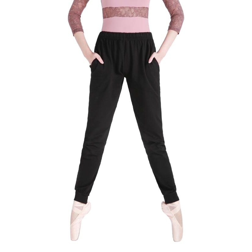 Pantalones de baile práctica de las mujeres sueltas atadas al tobillo cuerpo de baile negro pantalones de rábano pantalones BA pantalones elásticos de los hombres