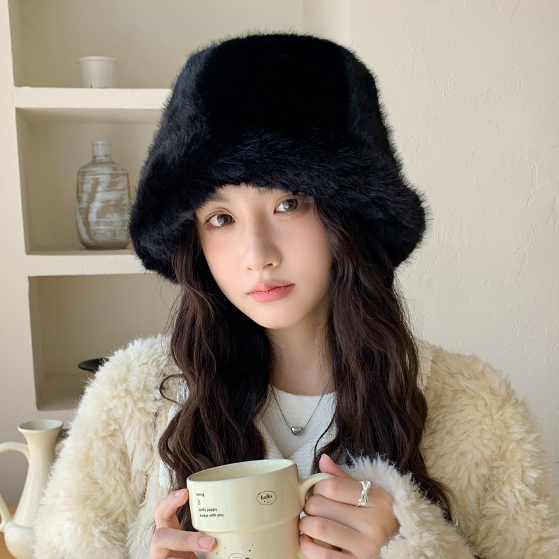 冬季帽子女款毛绒大头围显脸小渔夫帽可爱甜美护耳保暖高级感盆帽|undefined