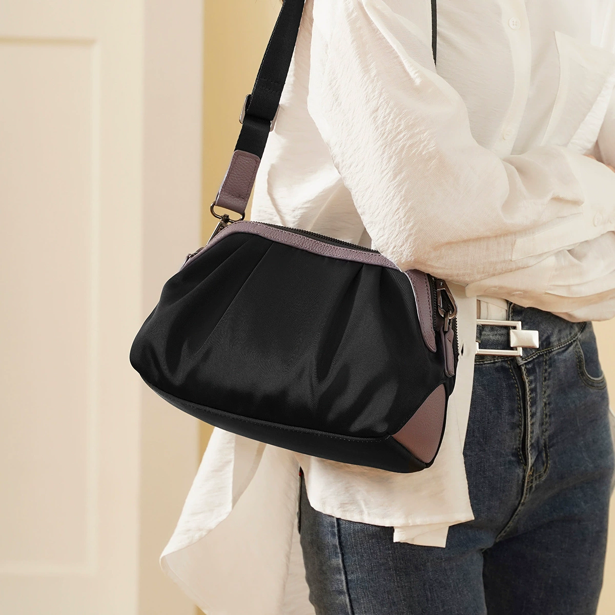 FOXER/Золотая лиса, повседневная женская сумка на плечо, водонепроницаемая парусиновая сумка через плечо, первый слой, однотонная сумка из натуральной кожи, повседневная