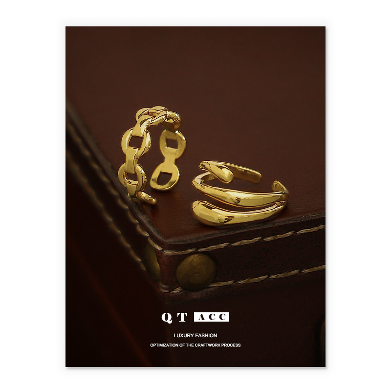 Brass fashionable minimalistic retro universal one size ring