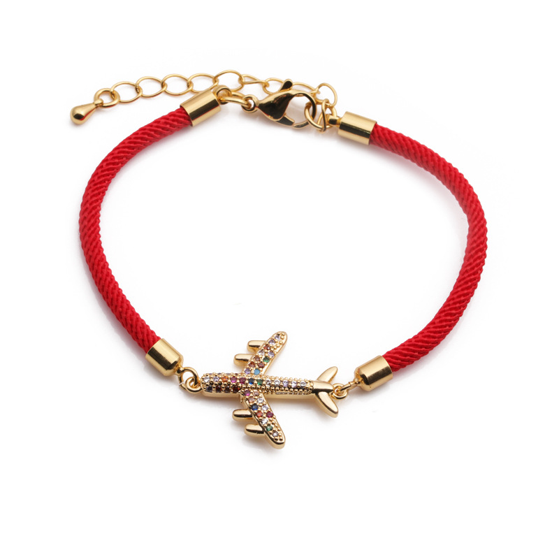 Copper Zircon Geometry Bracelet Fashion Tree of Life Star Aircraft Bracelet Wholesale