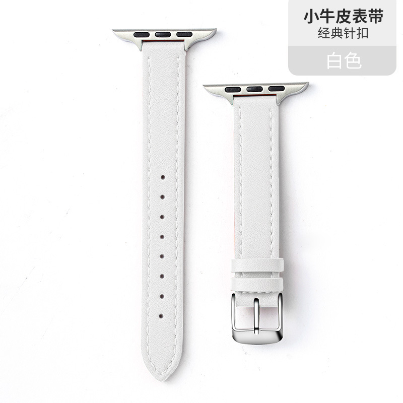 Adecuado para iwatch4/5/6/7/8/se Apple delgada capa superior de cuero hebilla Correa 14mm Apple correa de cuero