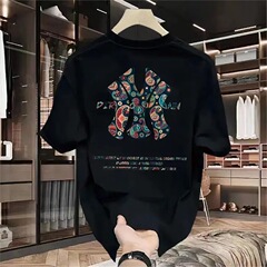2025 新しい夏の高級純綿メンズカジュアル多用途ラウンドネック半袖 Tシャツ純綿ライト高級ハンサム紳士服