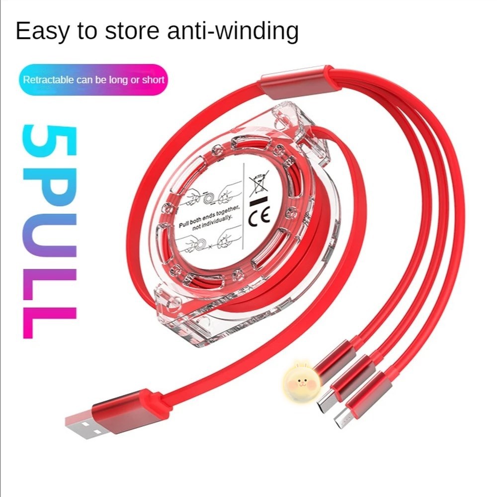 Applicable table type-c one-to-three 3-in-1 retractable data cable USB charging cable enterprise gift formulation