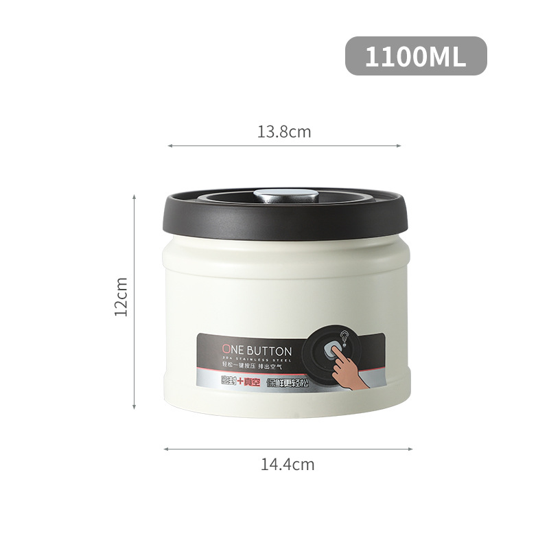 Acero inoxidable 304 vacío crisper sellado tarro prensa vacío almacenamiento tarro té de grano de café fresco-mantener tarro