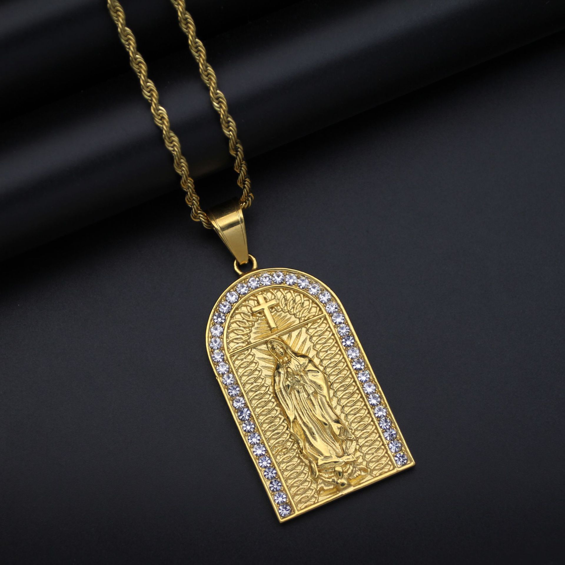 Casual, Holiday, Daily Occasion Titanium Steel Material 1 Piece Titanium Steel Cross Virgin Mary Pendant