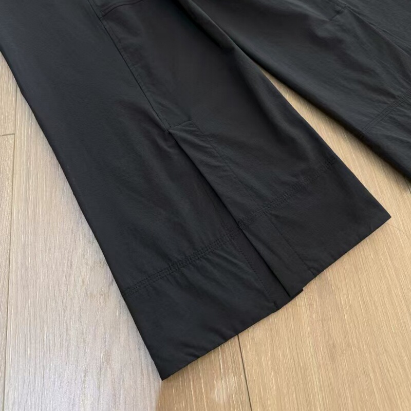 080701开叉高腰加宽防透防晒棉舒适立裁宽松直筒百搭九分休闲裤女|undefined