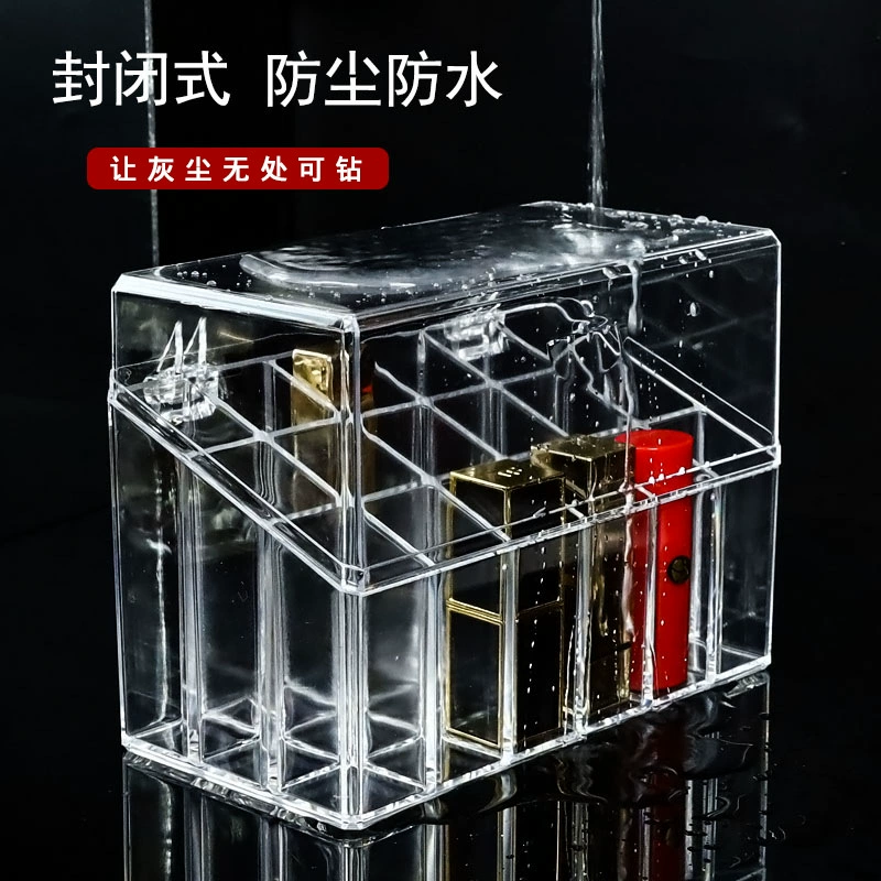 纳装 Lipstick, transparent dustproof storage box, lip gloss, dressing table, cover with lid, 18 cells