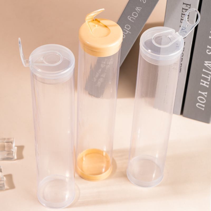 批发PVC透明塑料包装管 圆形线香筒 文具化妆品玩具桶通用 带盖底