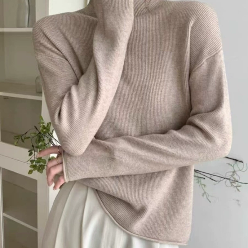 Свитер демисезонный с длинным рукавом, slim fit, западный стиль, облегающий