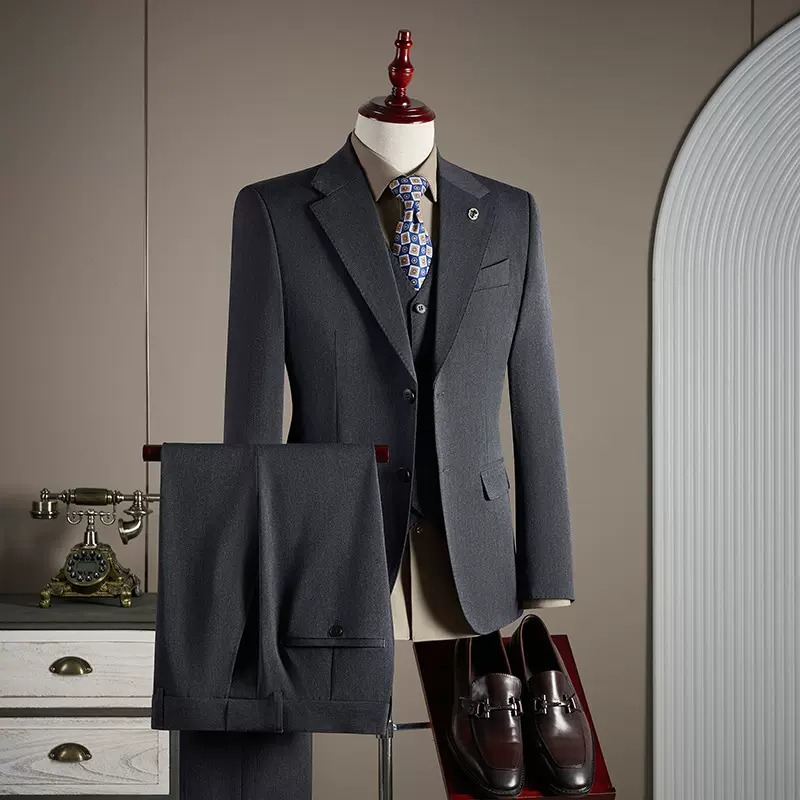 2025新款新郎礼服结婚西装大码男装秋冬商务男式西服套装三件套